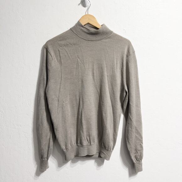 Club Room Sweater Mens Large Merino Wool Mock Knit Tan Khaki Long Sleeve - Picture 1 of 4
